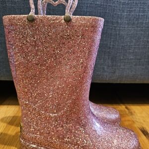 Western Chief Brand Kids Size 11 Pink Shimmer Light Up Glitter Rain Boots